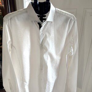 Stone Rose White Long Sleeve Cotton Shirt Size: Large